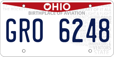 OH license plate GRO6248