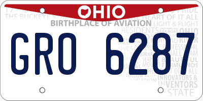 OH license plate GRO6287