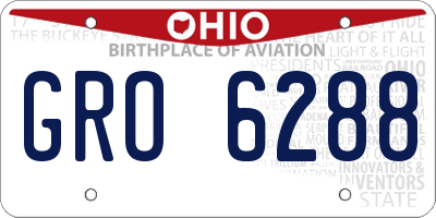 OH license plate GRO6288