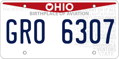 OH license plate GRO6307