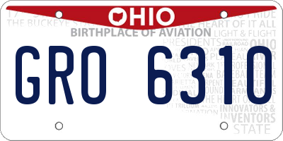 OH license plate GRO6310