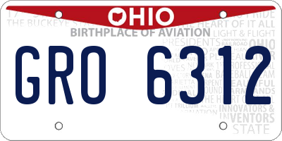 OH license plate GRO6312