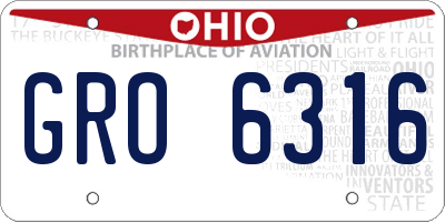 OH license plate GRO6316