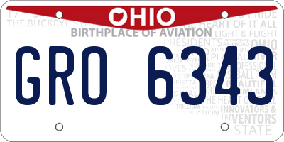 OH license plate GRO6343