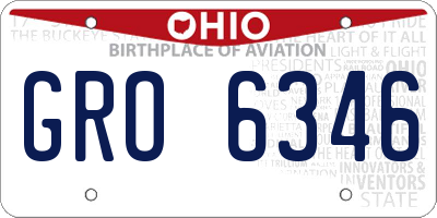 OH license plate GRO6346