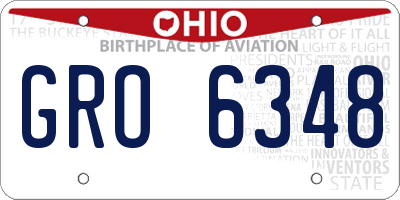 OH license plate GRO6348