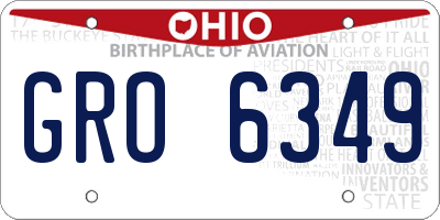 OH license plate GRO6349