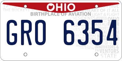 OH license plate GRO6354