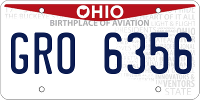 OH license plate GRO6356