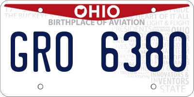 OH license plate GRO6380