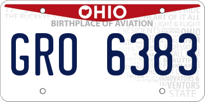 OH license plate GRO6383