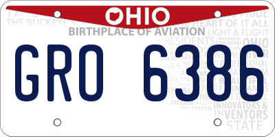 OH license plate GRO6386