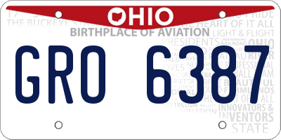 OH license plate GRO6387
