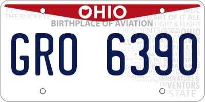 OH license plate GRO6390