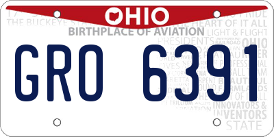 OH license plate GRO6391