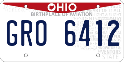 OH license plate GRO6412