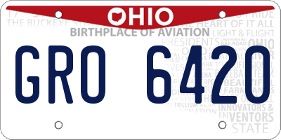 OH license plate GRO6420