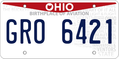 OH license plate GRO6421