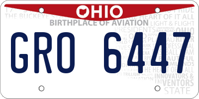 OH license plate GRO6447