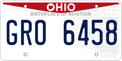 OH license plate GRO6458