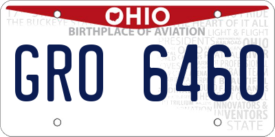 OH license plate GRO6460