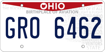 OH license plate GRO6462