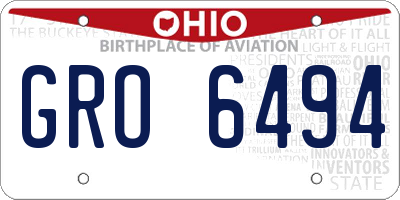 OH license plate GRO6494