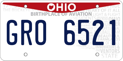 OH license plate GRO6521