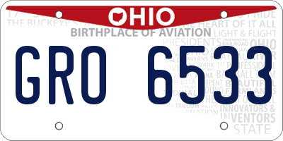 OH license plate GRO6533