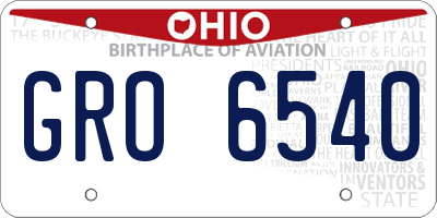 OH license plate GRO6540
