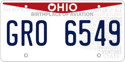 OH license plate GRO6549