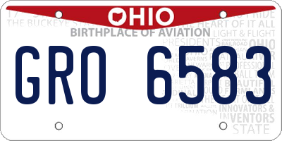 OH license plate GRO6583
