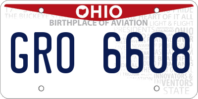 OH license plate GRO6608