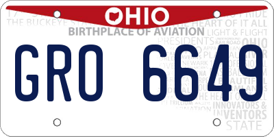 OH license plate GRO6649