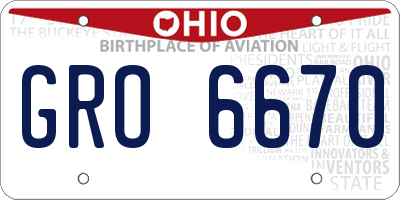 OH license plate GRO6670