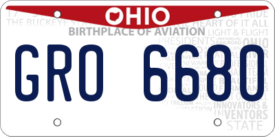 OH license plate GRO6680