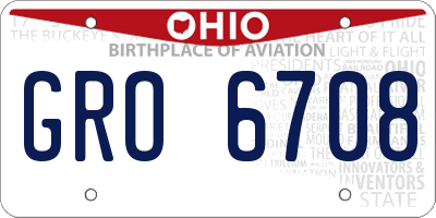 OH license plate GRO6708