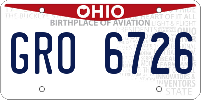 OH license plate GRO6726