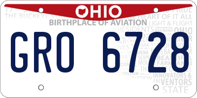 OH license plate GRO6728