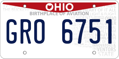 OH license plate GRO6751