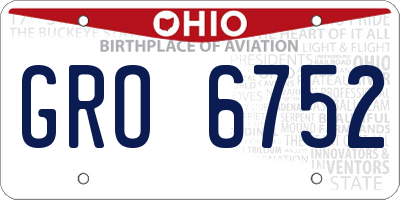 OH license plate GRO6752
