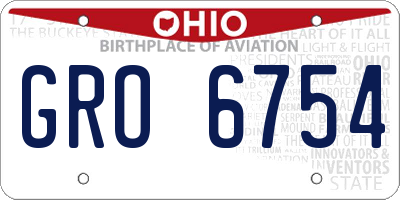 OH license plate GRO6754