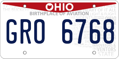 OH license plate GRO6768
