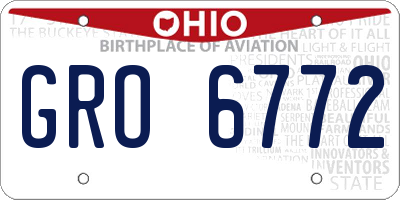 OH license plate GRO6772