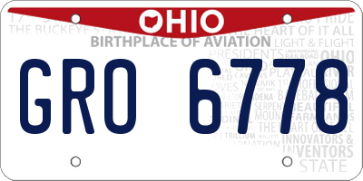 OH license plate GRO6778