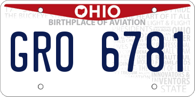 OH license plate GRO6781
