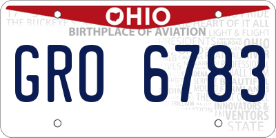 OH license plate GRO6783