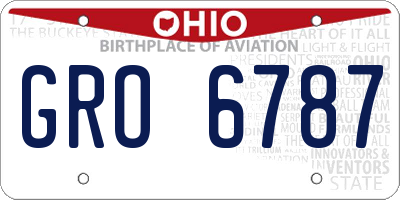 OH license plate GRO6787