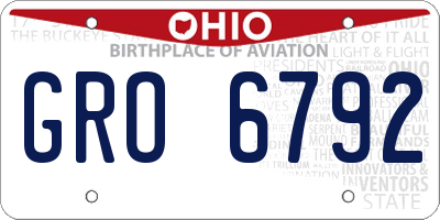 OH license plate GRO6792