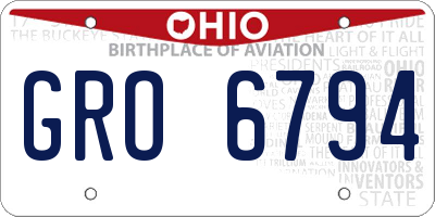 OH license plate GRO6794